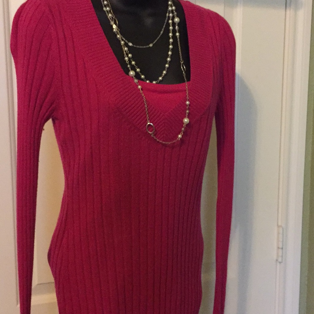 Fuchsia v neck with matching cami